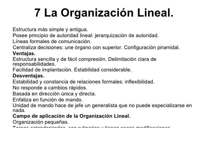 7 La Organizacion Lineal 7 La Organizacion Lineal