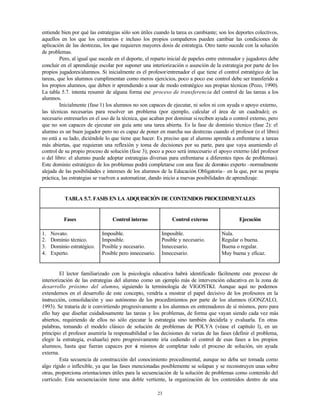 23
entiende bien por qué las estrategias sólo son útiles cuando la tarea es cambiante; son los deportes colectivos,
aquell...