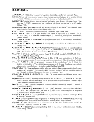 26
BIBLIOGRAFÍA
ANDERSON, J. R. (1983) The architecture of cognition. Cambridge, Ma.: Harvard University Press.
BADDELEY, ...