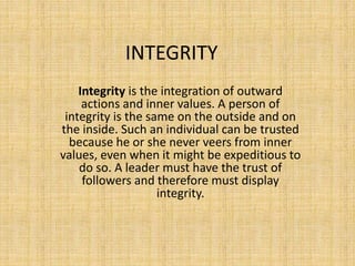 Integrity Inner Range 7 leadership traits 10 | PPTX