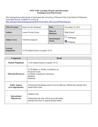 Unit Seven Lesson Plan