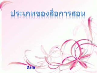 ประเภทของสื่อการสอน ซึ่งเราก็ได้ทราบกันแล้วว่า สื่อการสอนมีความหมายว่าอย่างไร และมีวิธีการอย่างไรในการใช้งานสื่อต่างๆ และยังมีการพัฒนาขึ้นมาในรูปแบบที่ใหม่ๆอยู่เสมอๆ และซึ่งปัจจุบันเองก็มีบทบาทเป็นอย่างมากมายเลยทีเดียวที่ส่งผลถึงสื่อการสอนที่มีการพัฒนาและเพิ่มประสิทธิภาพในการทำงานได้อย่างดีเยี่ยมอยู่เรื่อยๆมา และมีนักวิชาการท่านหนึ่งได้กล่าวไว้ว่า ประเภทของสื่อการสอนนั้นยังสามารถแบ่งออกเป็น ๑๑ ประเภทด้วยกัน              โดย Dale โดยท่านเองพิจารณามาจากประสบการณ์ที่ได้รับจากสื่อการสอน โดยยึดความเป็นรูปธรรมและนามธรรม ซึ่ง ๑๑ ประเภทจะมีดังนี้ 