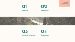 Análisis de Resultados
03
Tabla de
Contenidos
Objetivos
01
Metodología
02
Conclusiones
04
3
 