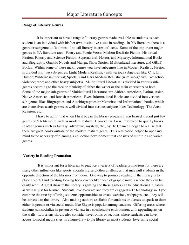 Major Concepts for Literature