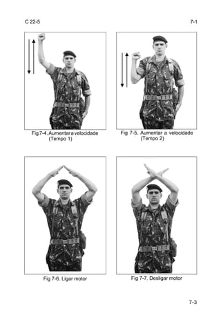 C 22-5                                                           7-1




  Fig 7-4. Aumentar a velocidade   Fig 7-5. Aumentar a velocidade
           (Tempo 1)                        (Tempo 2)




         Fig 7-6. Ligar motor          Fig 7-7. Desligar motor



                                                                 7-3
 