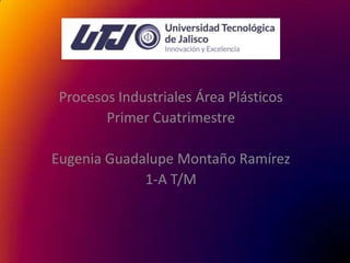 Procesos Industriales Área Plásticos
Primer Cuatrimestre
Eugenia Guadalupe Montaño Ramírez
1-A T/M

 