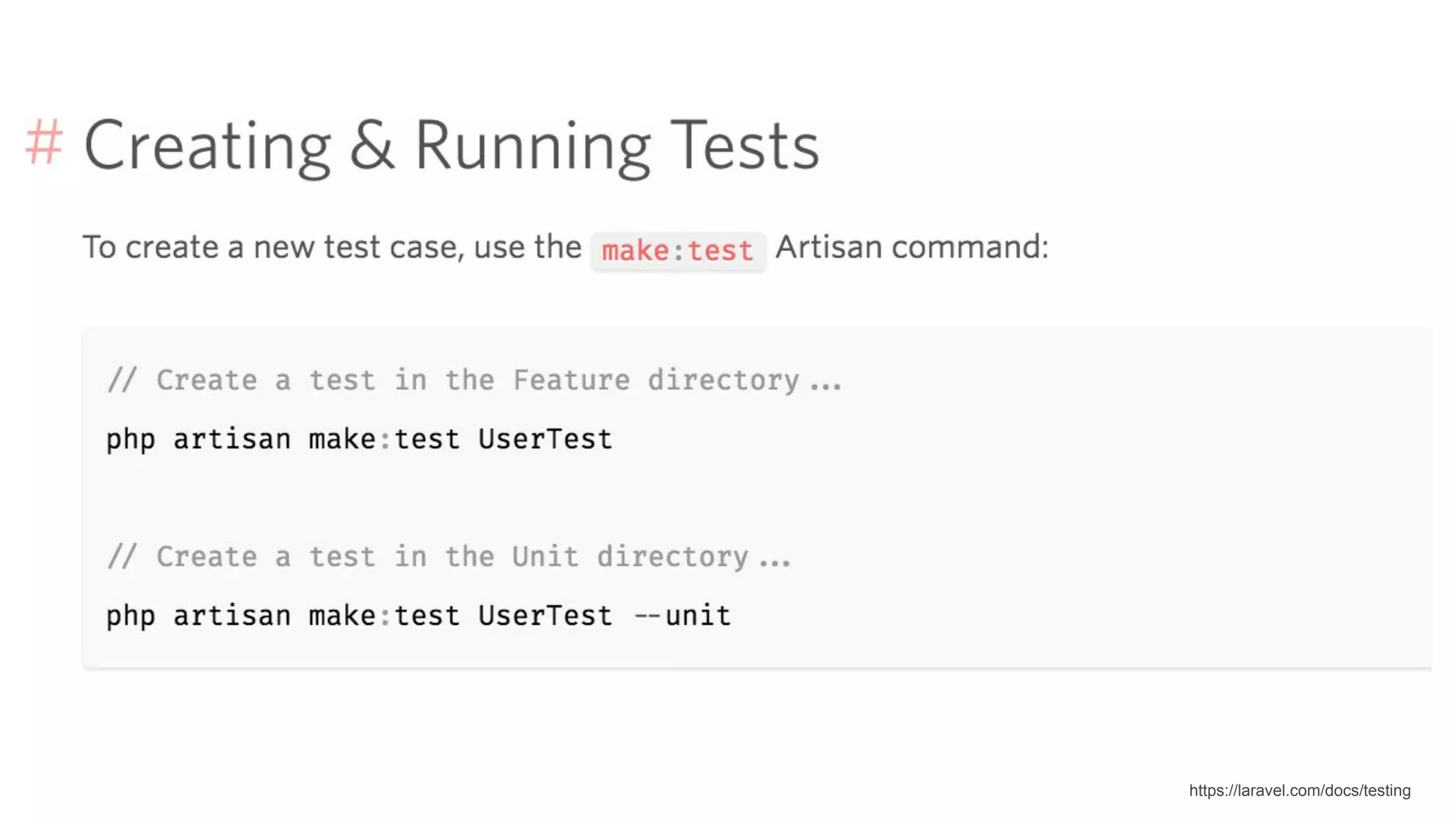 https://laravel.com/docs/testing 