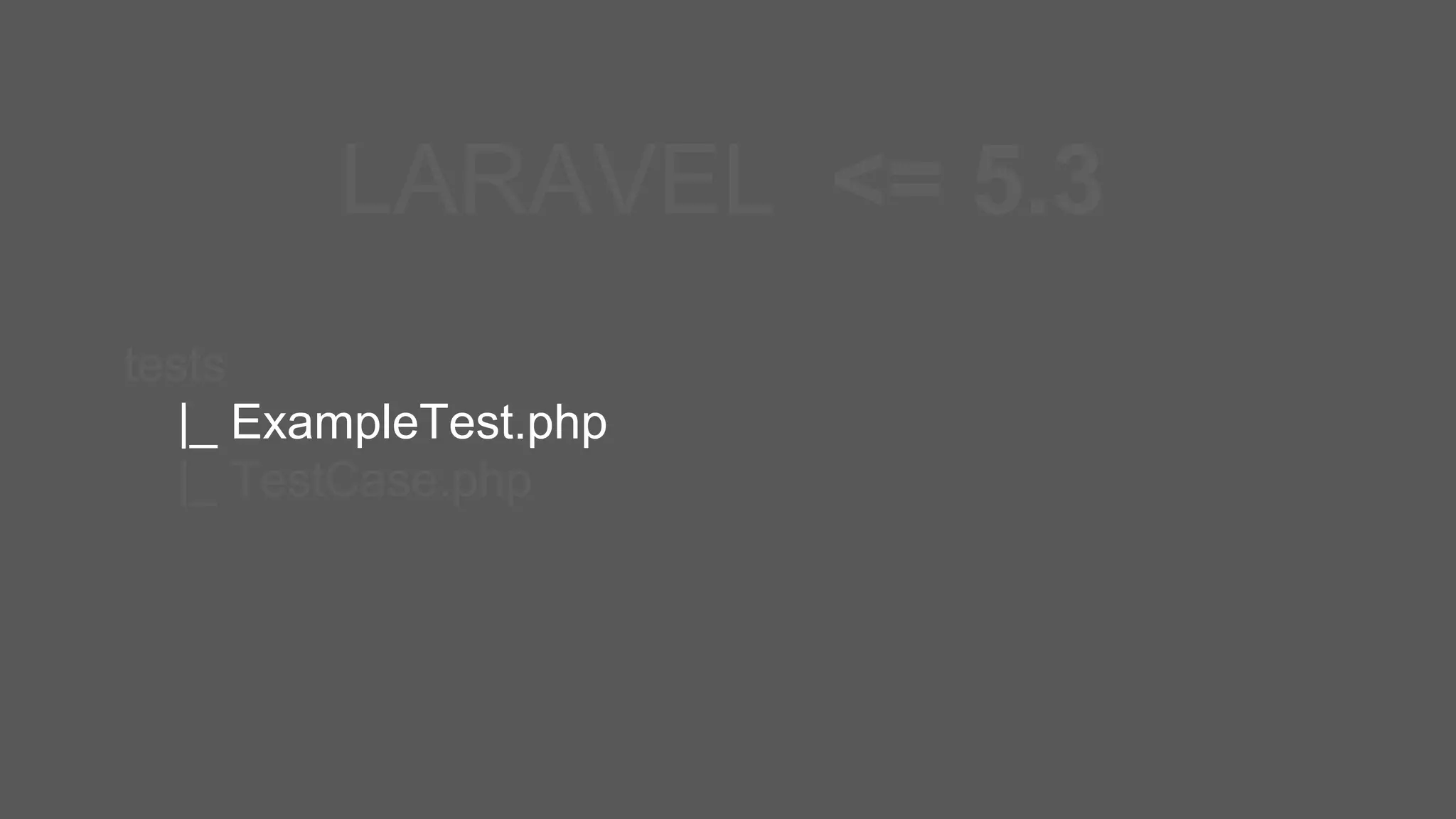 LARAVEL <= 5.3 tests |_ ExampleTest.php |_ TestCase.php 