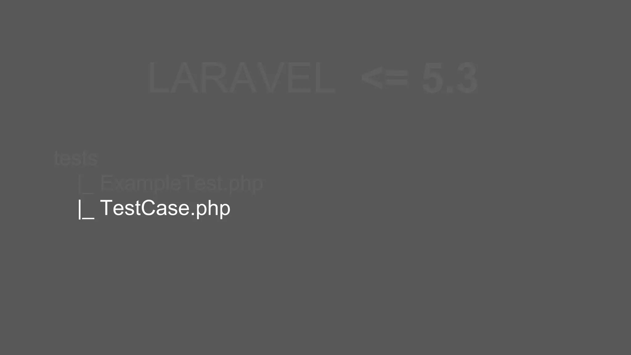 LARAVEL <= 5.3 tests |_ ExampleTest.php |_ TestCase.php 