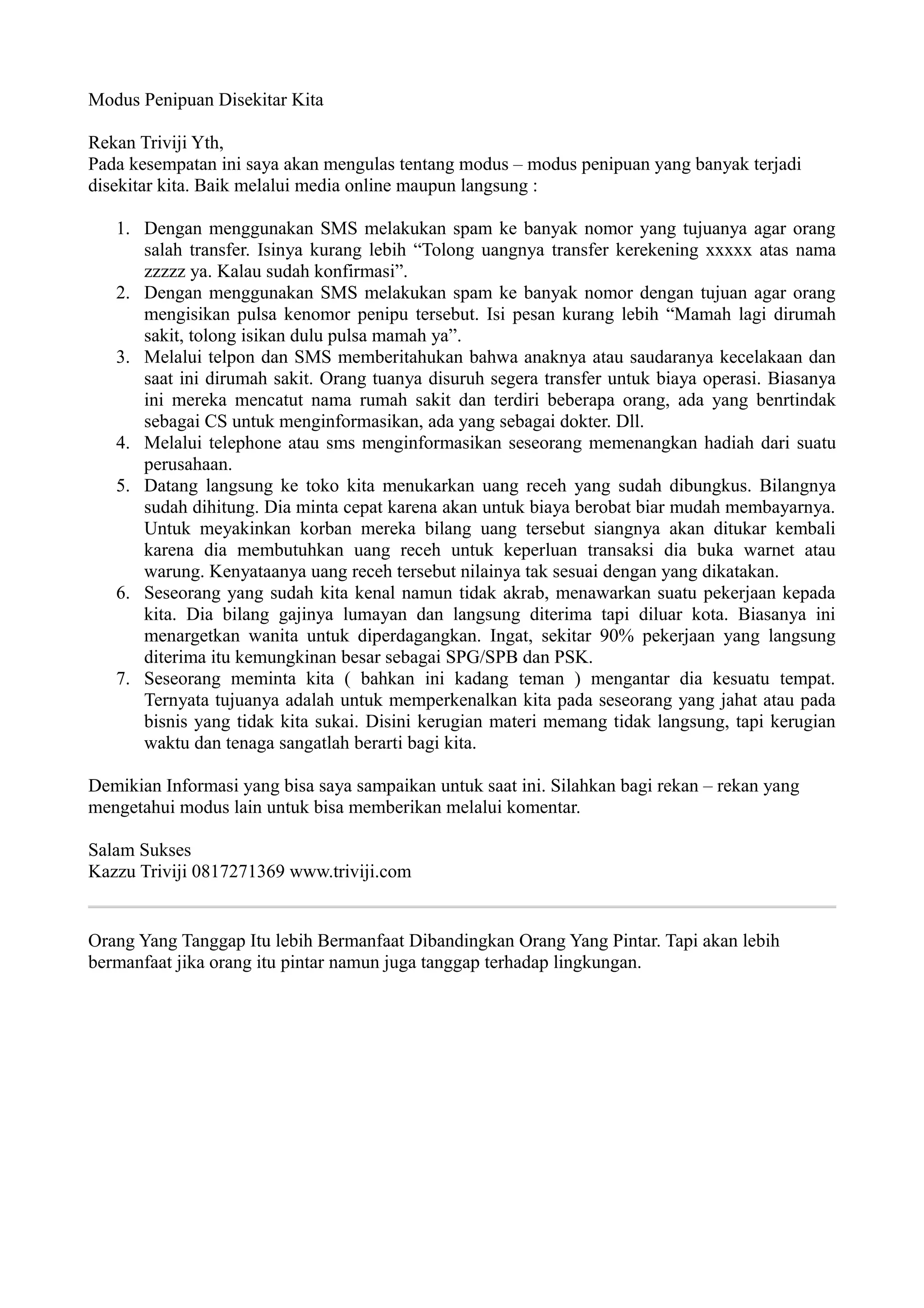 7 modus penipuan PDF Free Download