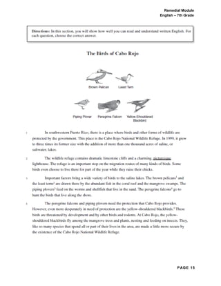 PAGE 15
Remedial Module
English – 7th Grade
 