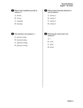 PAGE 4
Remedial Module
English – 7th Grade
 