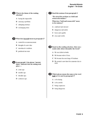 PAGE 8
Remedial Module
English – 7th Grade
 