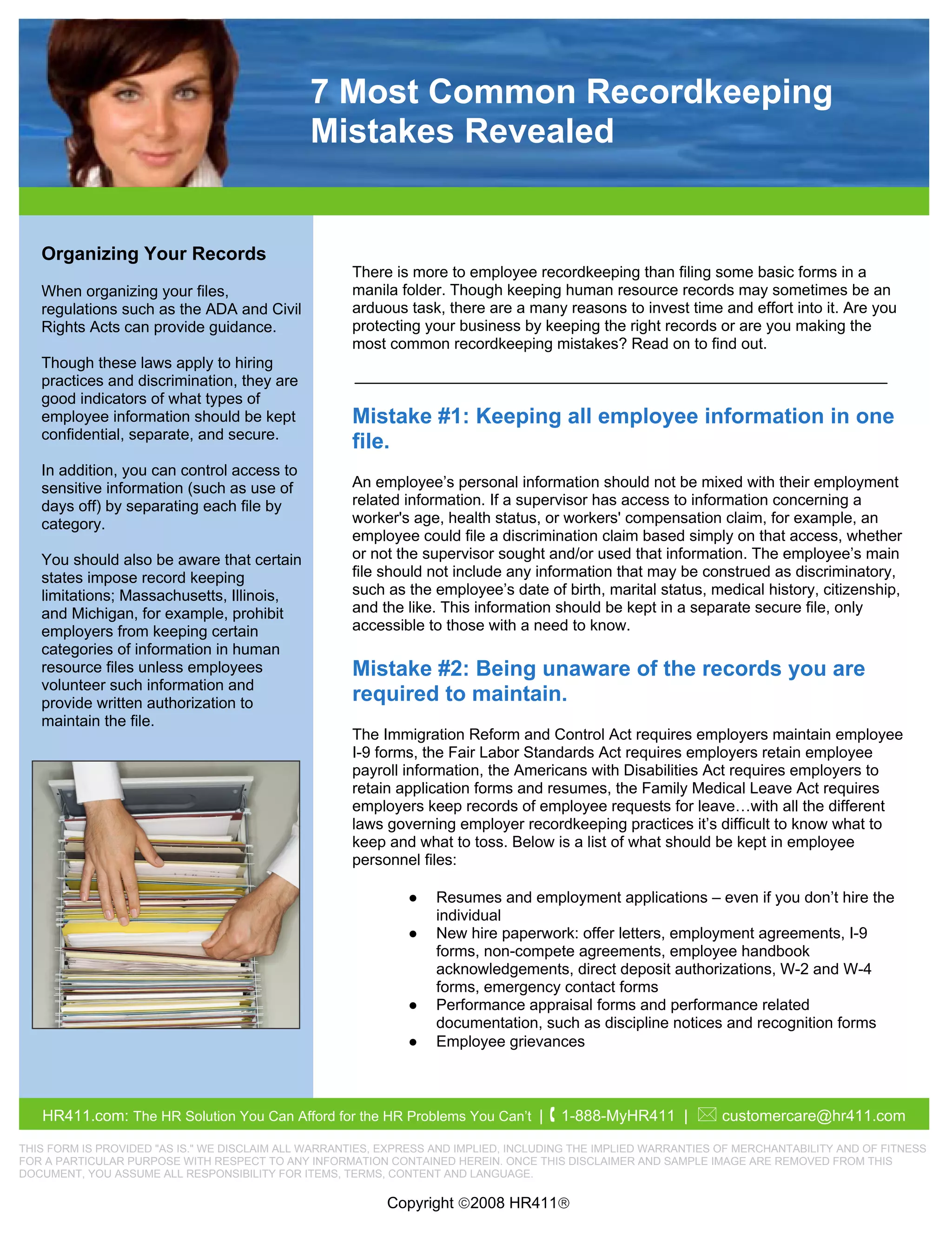 7 Most Common Recordkeeping Mistakes | PDF