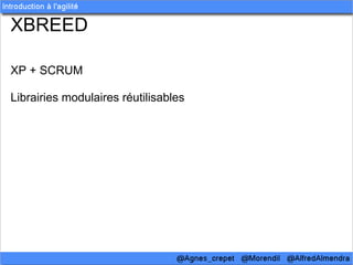 XBREED

XP + SCRUM

Librairies modulaires réutilisables
 