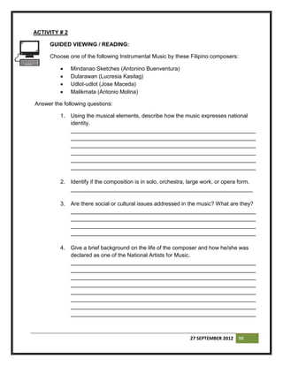 Grade 7 Learning Module in Music (Quarter 1 to 4) | PDF
