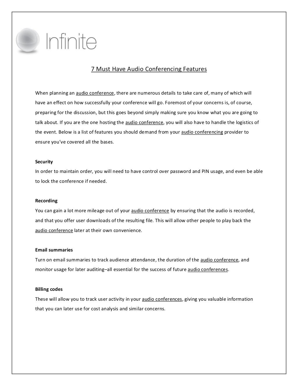 7 must have audio conferencing features