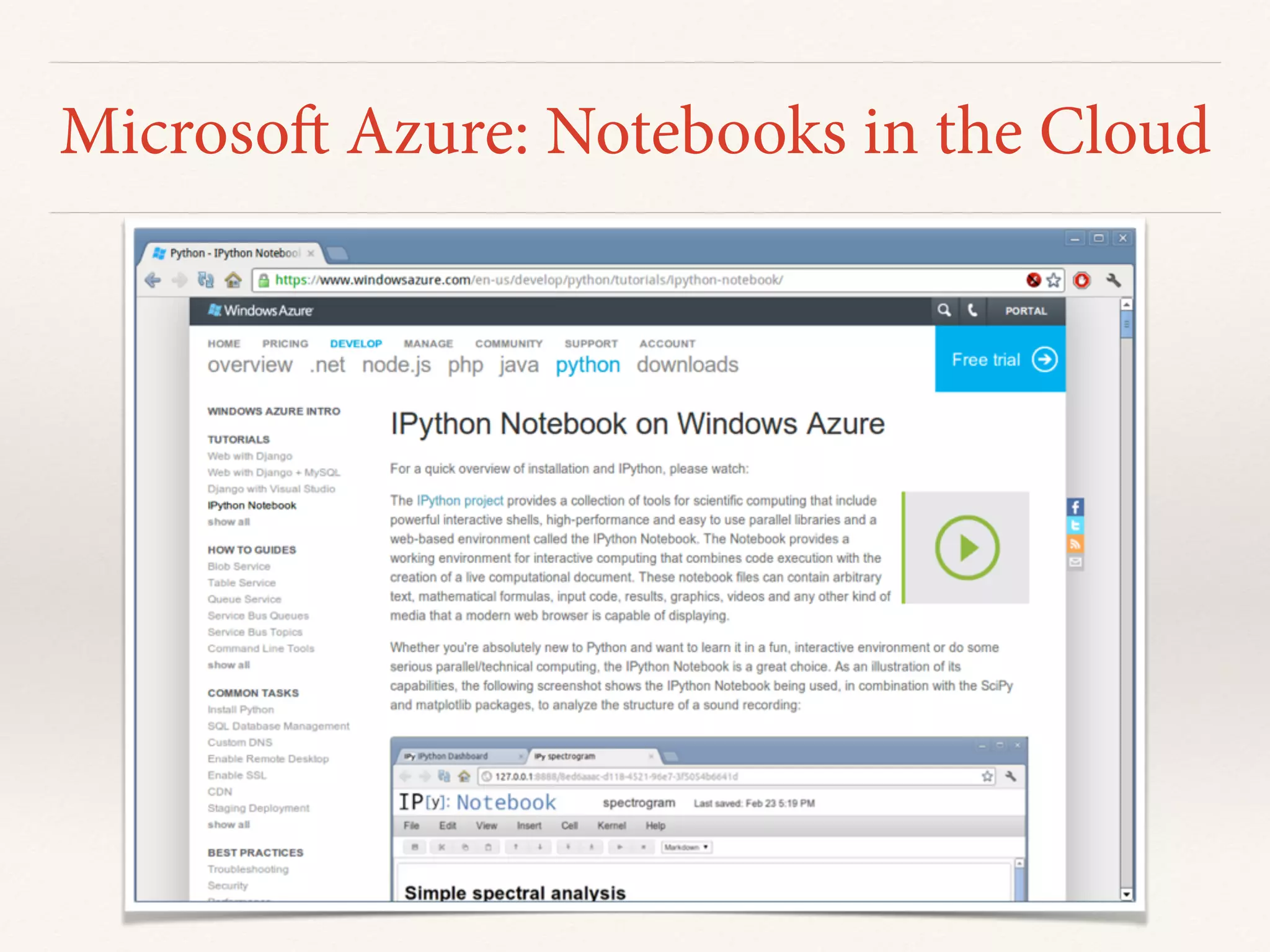 Microsoft Azure: Notebooks in the Cloud
 