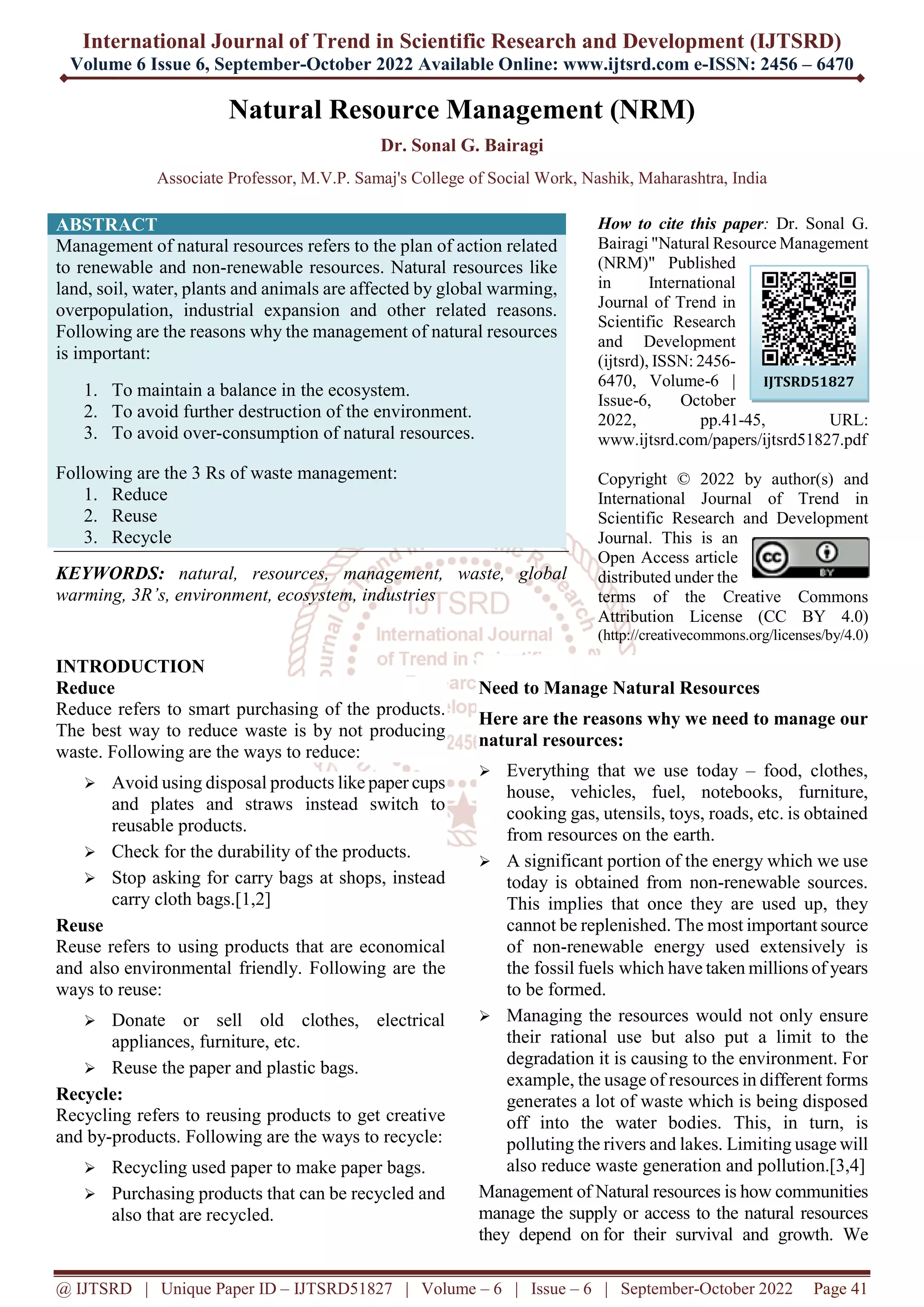 Natural Resource Management NRM | PDF