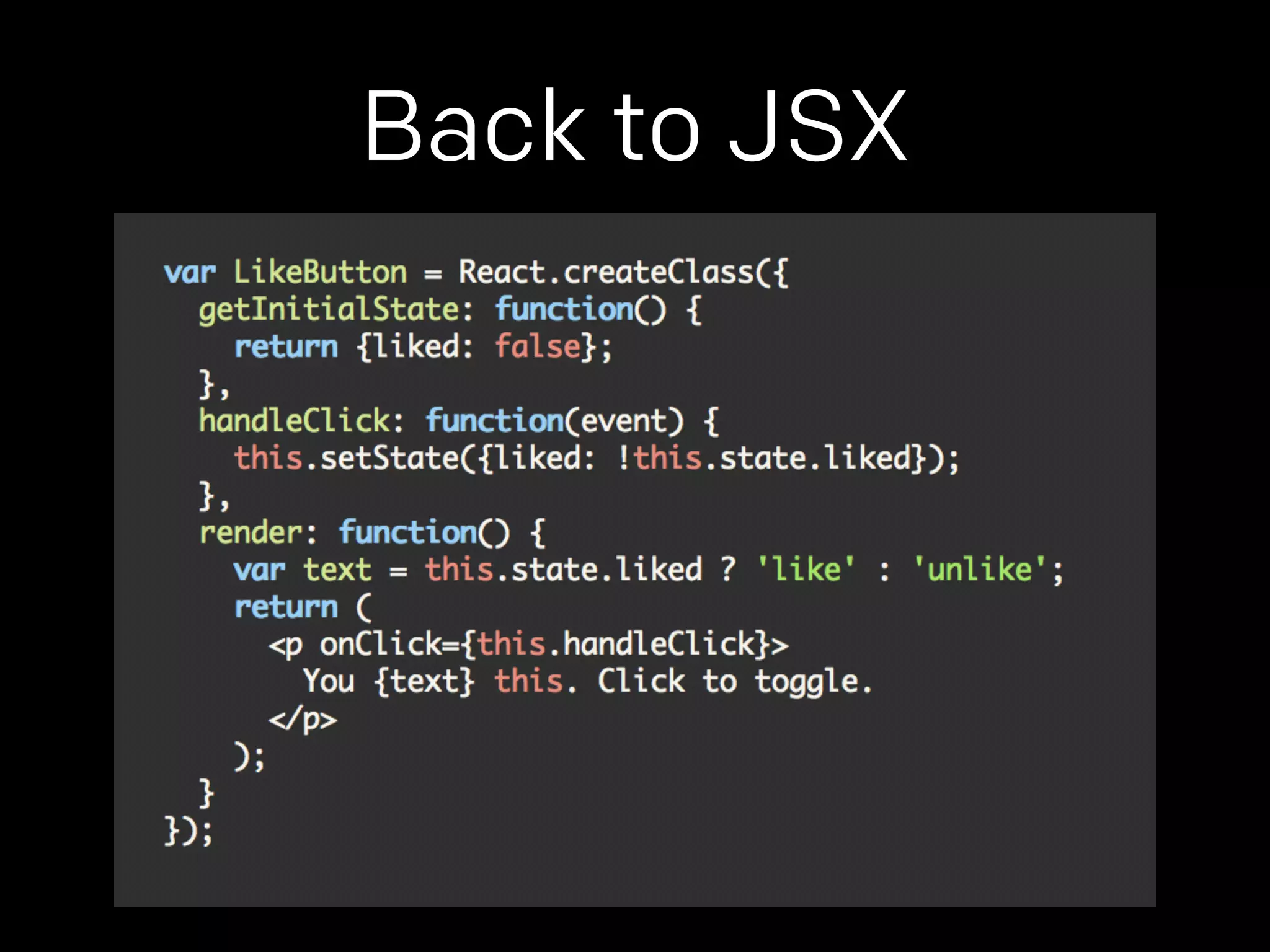 Back to JSX 
 