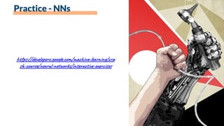 Practice - NNs
https://developers.google.com/machine-learning/cra
sh-course/neural-networks/interactive-exercises
 