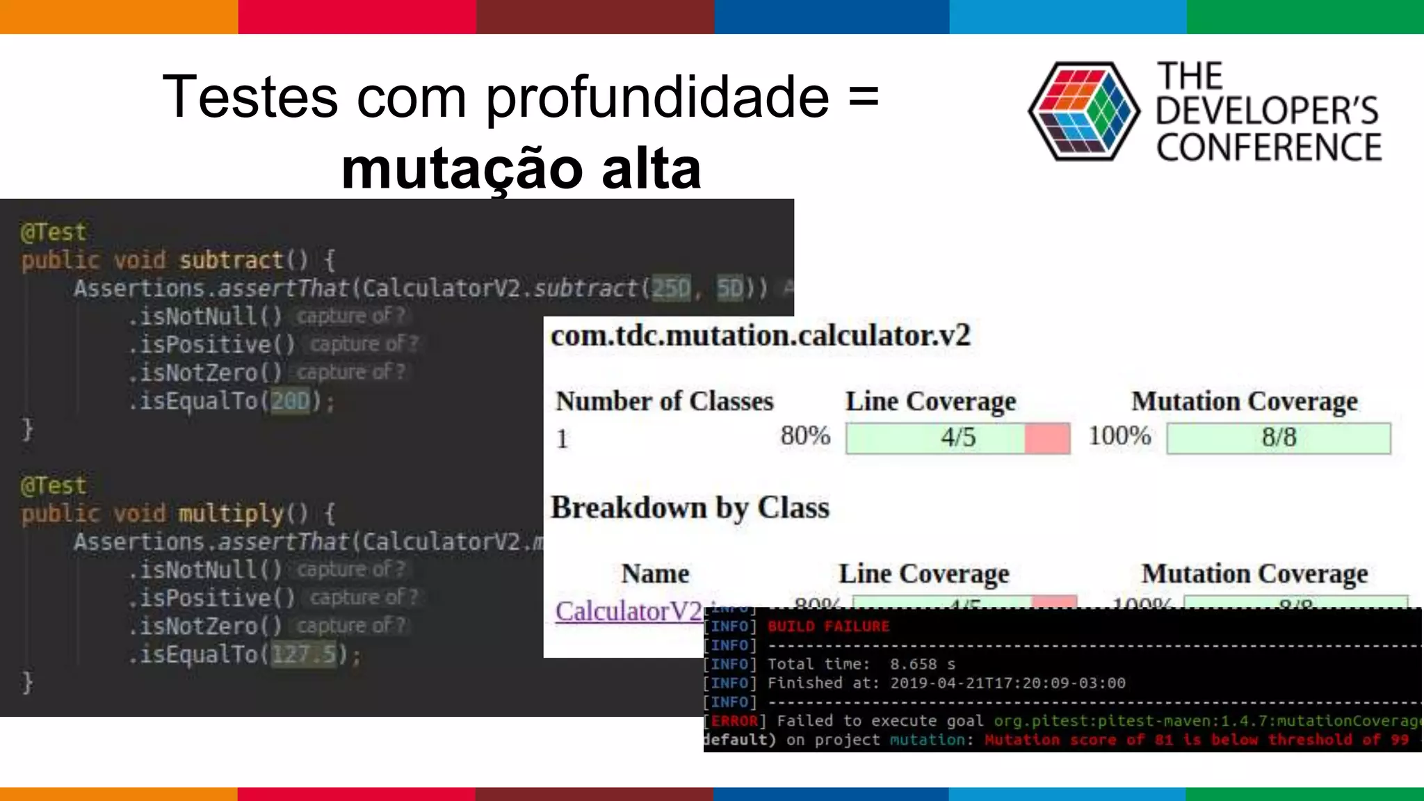 Globalcode – Open4education
Testes com profundidade =
mutação alta
 