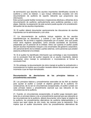 Documentacion Incorrecta Nia 230 documentación de auditoria | PDF