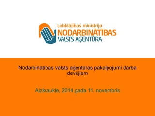 Nodarbinātības valsts aģentūras pakalpojumi darba 
devējiem 
Aizkraukle, 2014.gada 11. novembris 
 