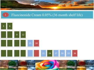 Fluocinonide Cream 0.05% (36 month shelf life)1
3 6
9 12
15 18
21 24 27 30 33 36
 