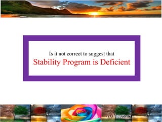 Is it not correct to suggest that
Stability Program is Deficient
 