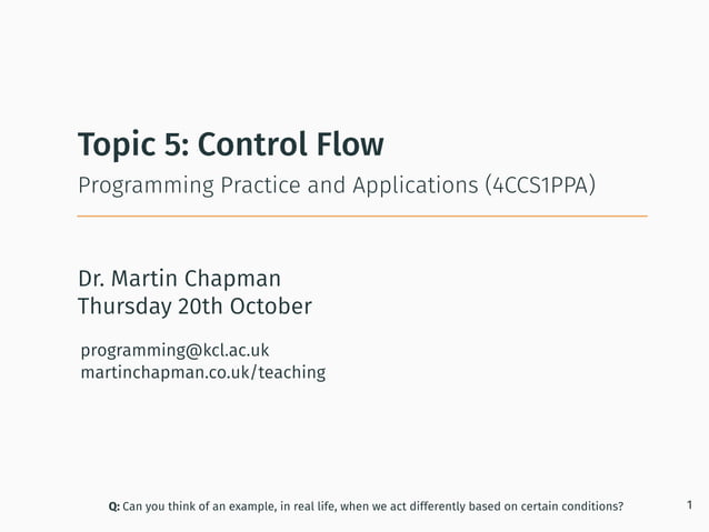 Programming in Java: Control Flow | PPT