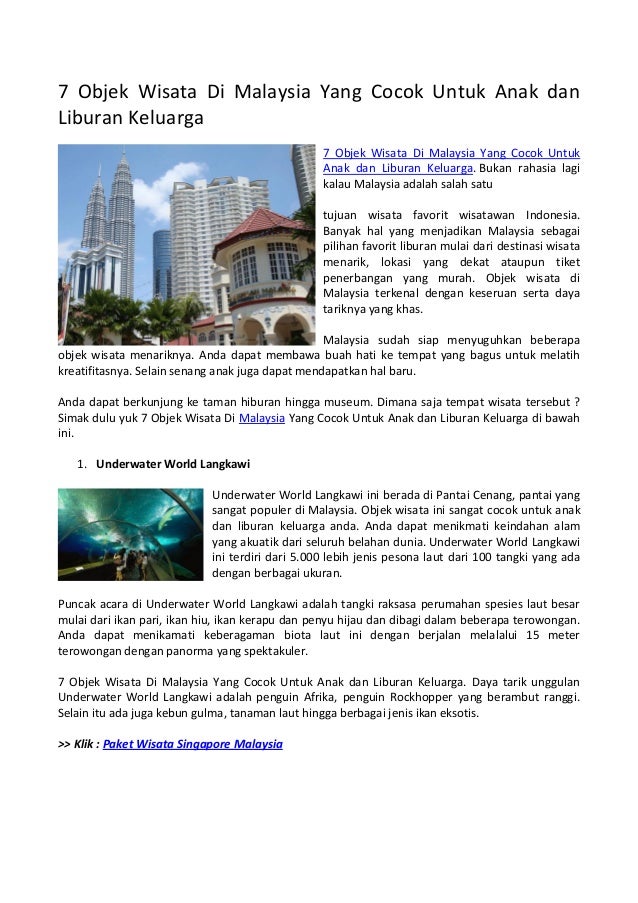 7 Objek Wisata Di Malaysia Yang Cocok Untuk Anak Dan Liburan 7 Objek Wisata Di Malaysia Yang Cocok Untuk Anak Dan Liburan