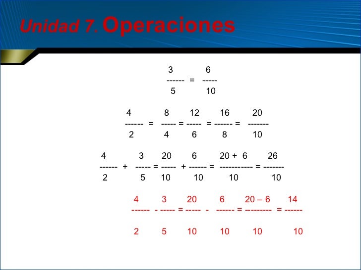 Operaciones con fracciones