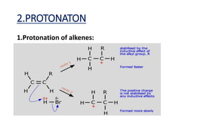2.PROTONATON
1.Protonation of alkenes:
 