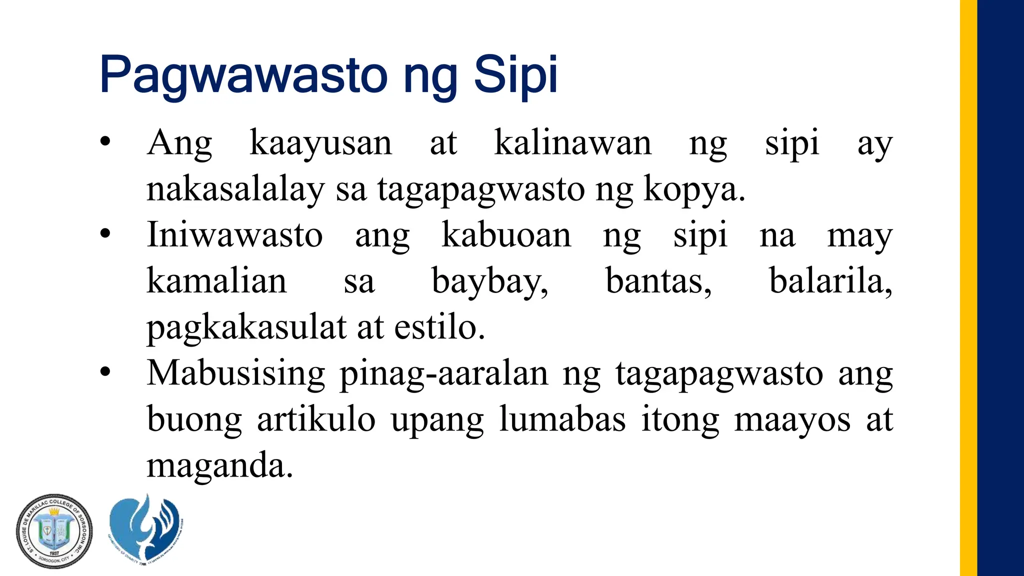 7PAGWAWASTO NG SIPI at ng ilang teksto sa pahayagan.pptx
