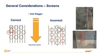General Considerations – Screens
• Hole Stagger
Correct Incorrect
Hammer travel
 
