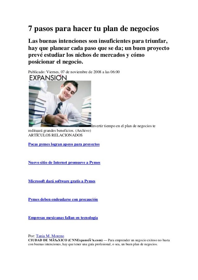 7 Pasos Para Hacer Tu Plan De Negocios