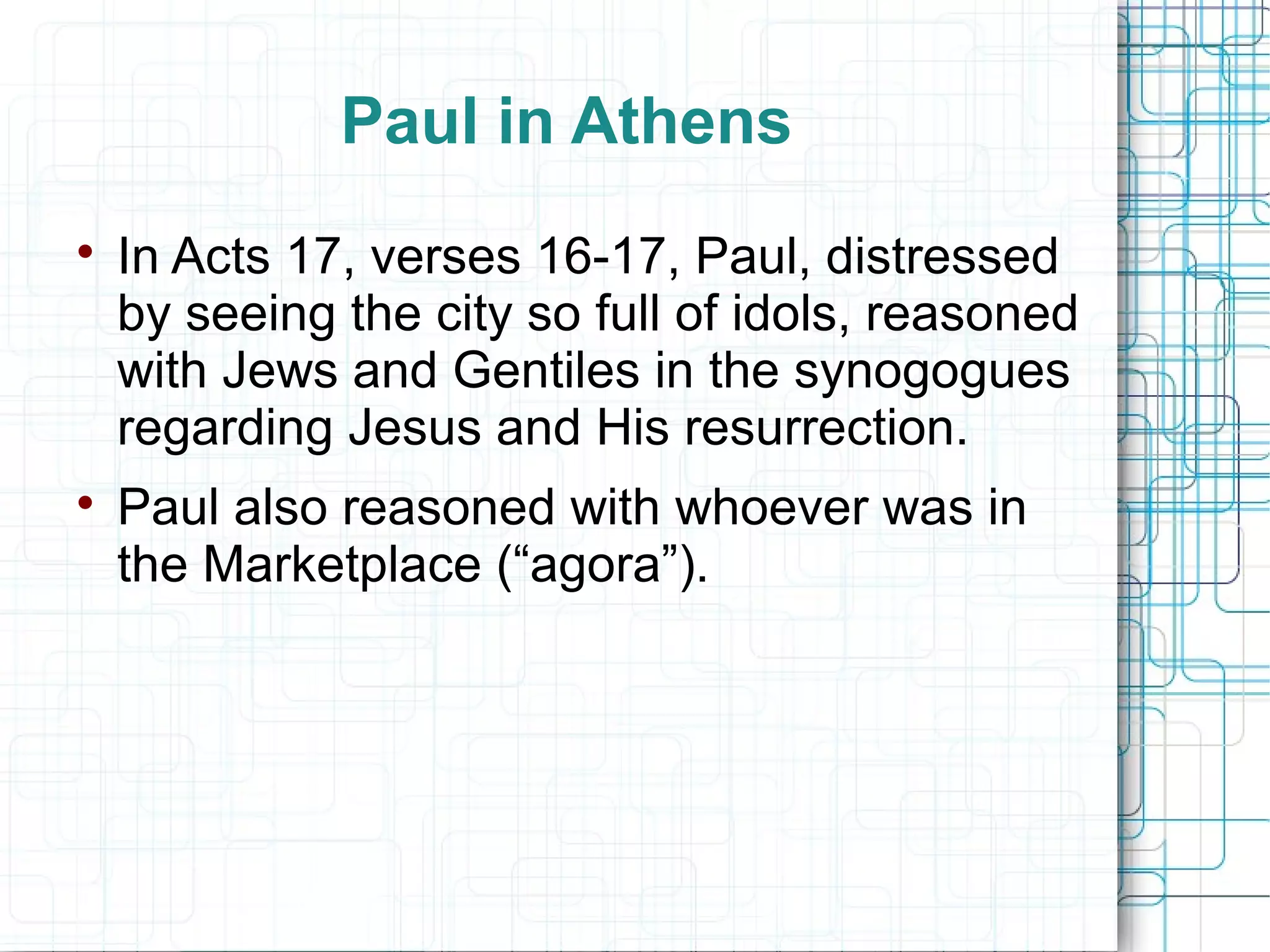 Paul in Athens and Interreligious Communication | PPT