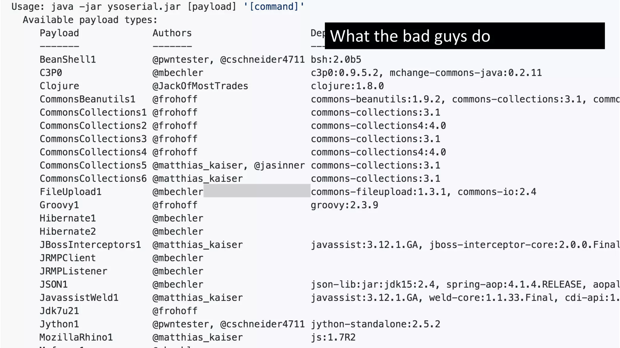 What the bad guys do
 