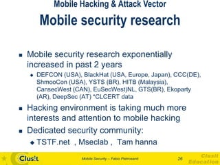 Mobile Hacking & Attack Vector
        Mobile security research

   Mobile security research exponentially
    increased ...