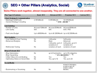 SEO + Other Pillars (Analytics, Social)
Some Pillars work together, almost inseparably. They are all connected to one another.
 