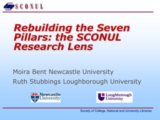 Rebuilding the Seven Pillars: the SCONUL Research Lens Moira Bent Newcastle University Ruth Stubbings Loughborough University 