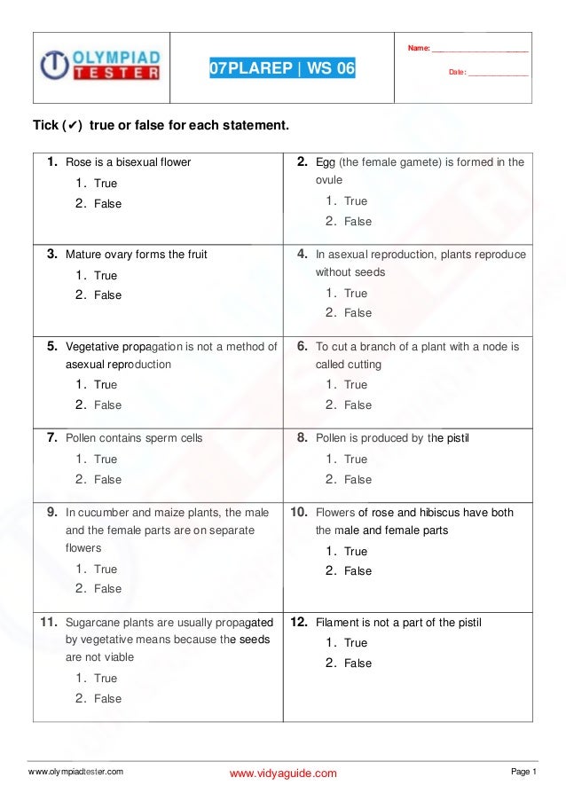 Class 7 Science Olympiad Preparation Sample Paper On Plant Reproduc