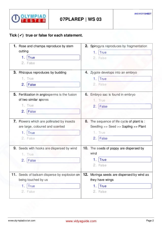 Class 7 Science Olympiad Preparation Sample Paper On Plant Reproduc