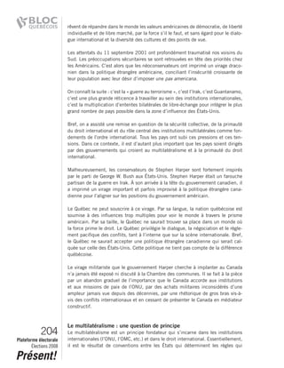 2008 Bloc Quebecois Platform Ch. 6