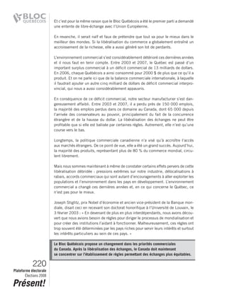 2008 Bloc Quebecois Platform Ch. 6