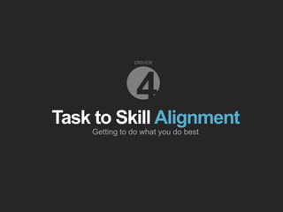Task to Skill Alignment
Getting to do what you do best
4
DRIVER
 