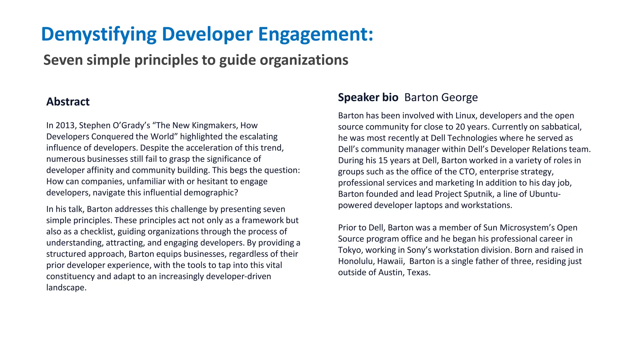 Demystifying Developer Engagement Seven simple principles to guide