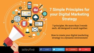 7 Simple Principles for
your Digital Marketing
Strategy
7 principles. No more than 3 words
each. All designed to work together.
How to create your digital marketing
strategy in a dynamic environment
 