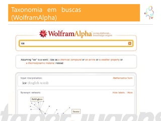 Taxonomia em buscas
(WolframAlpha)
 
